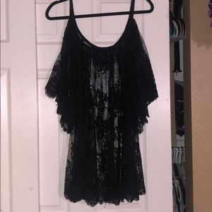 black lace cover up with flowy arms cold shoulder